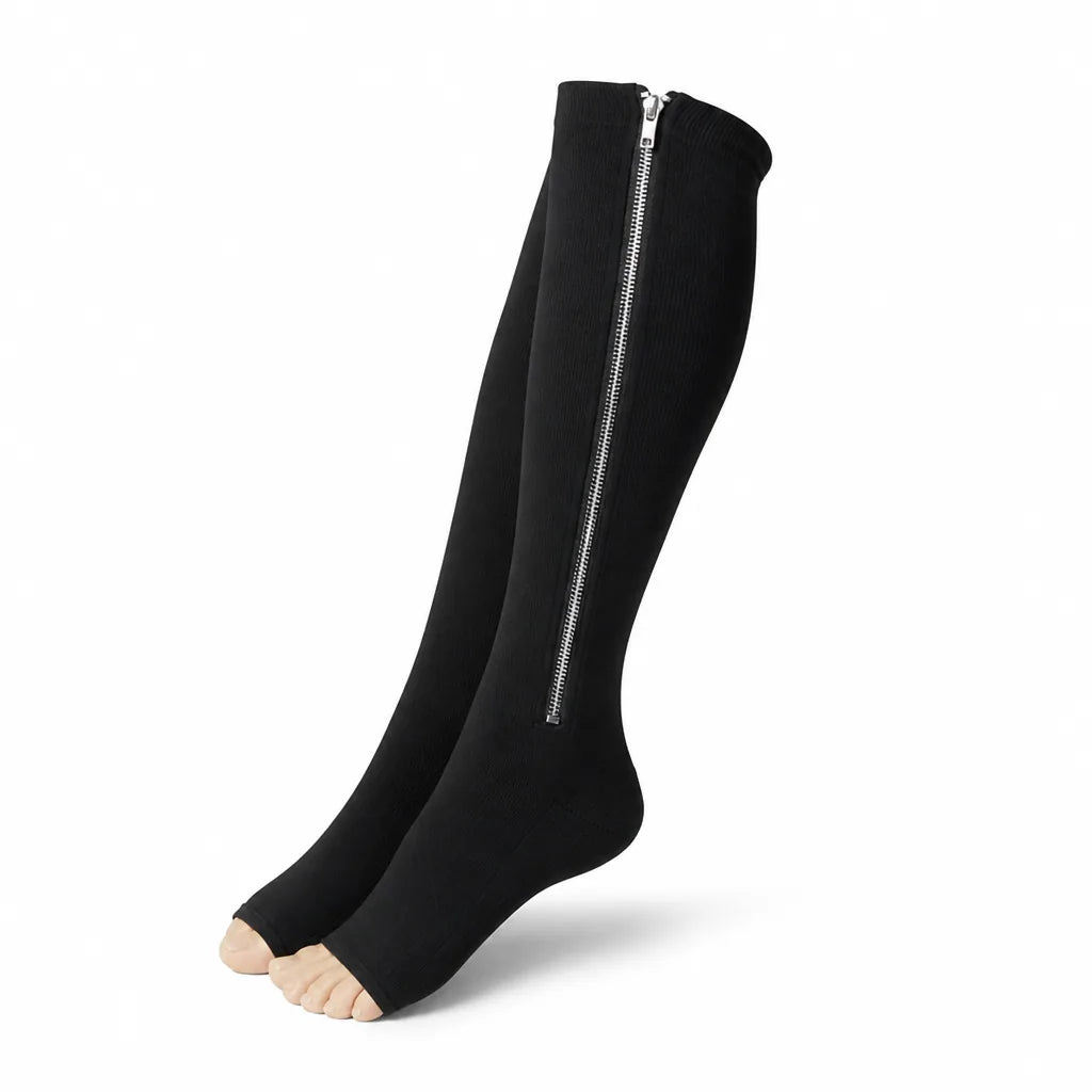 Compression Socks Targeted Support Easy-Zip Closure Breathable Fabric
