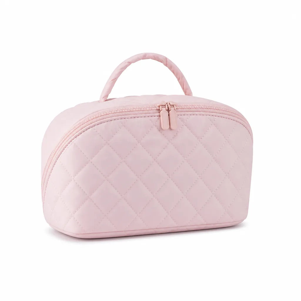 Travel Makeup Bag 180° Lay-Flat & Machine-Washable Lining