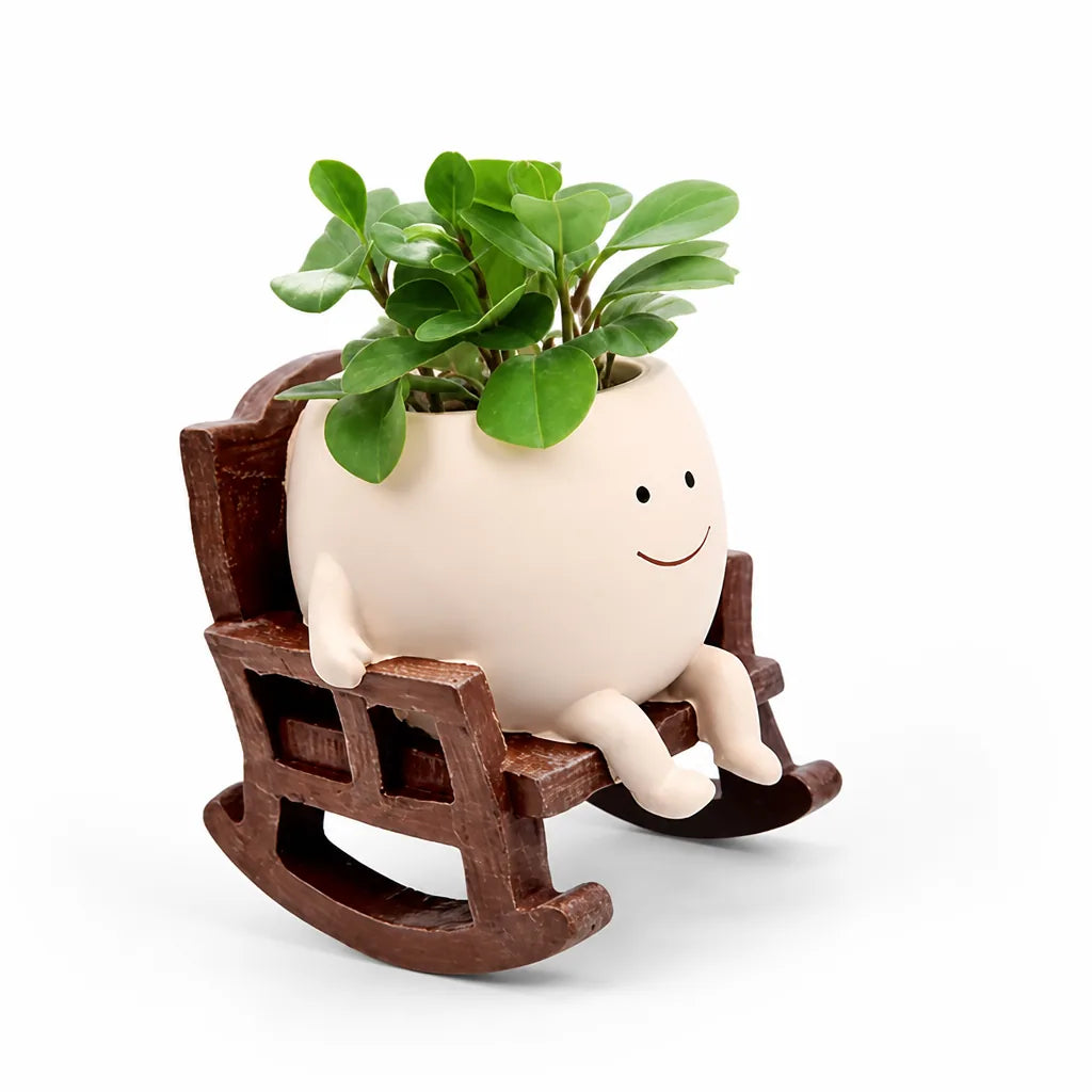 Planter Vase Chair-Shaped Durable Resin Built-In Drain Hole
