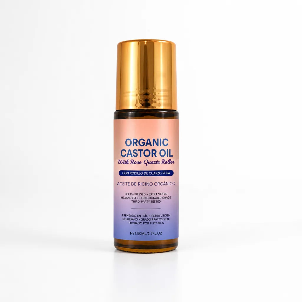 Facial Roller Rose Quartz & Golden Castor Oil