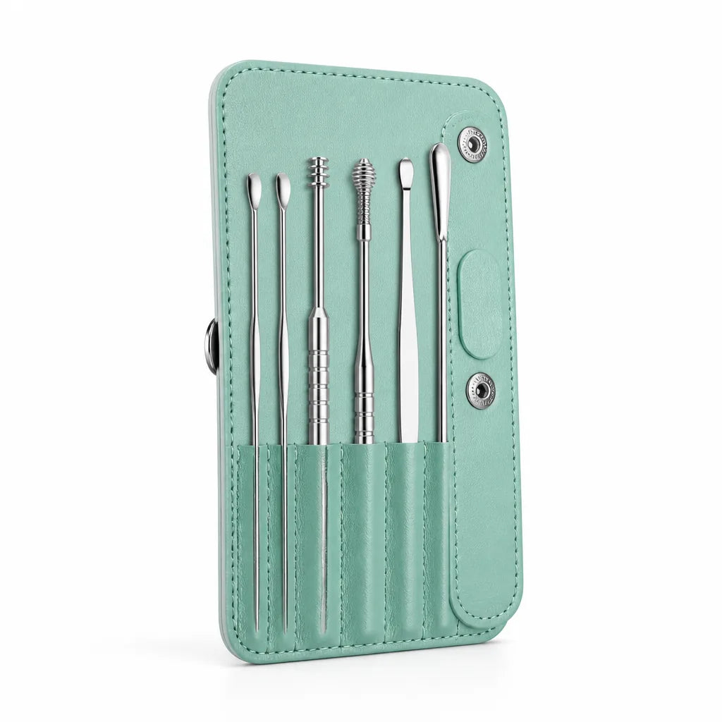Ear Cleaning Kit Stainless Steel Scoop & Spiral Tips