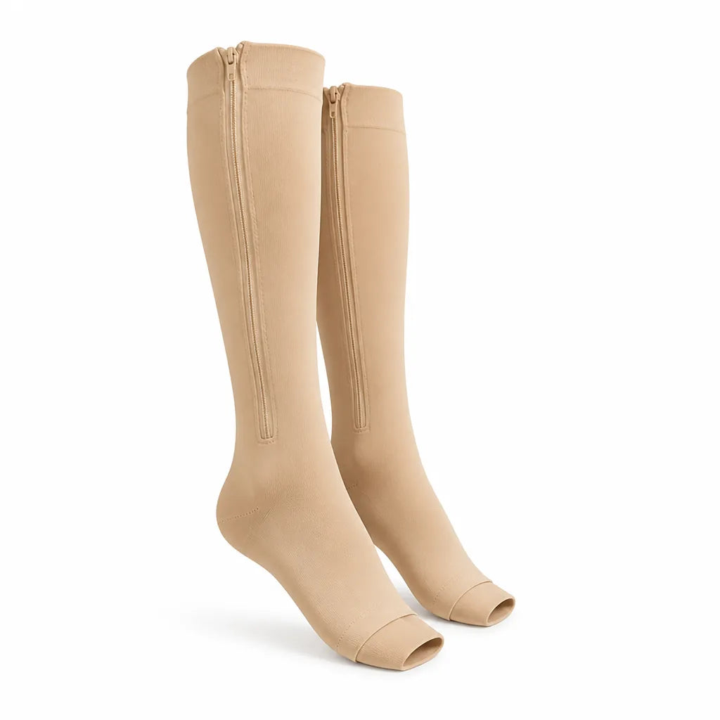 Compression Socks Targeted Support Easy-Zip Closure Breathable Fabric