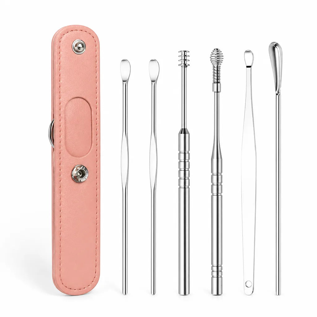 Ear Cleaning Kit Stainless Steel Scoop & Spiral Tips