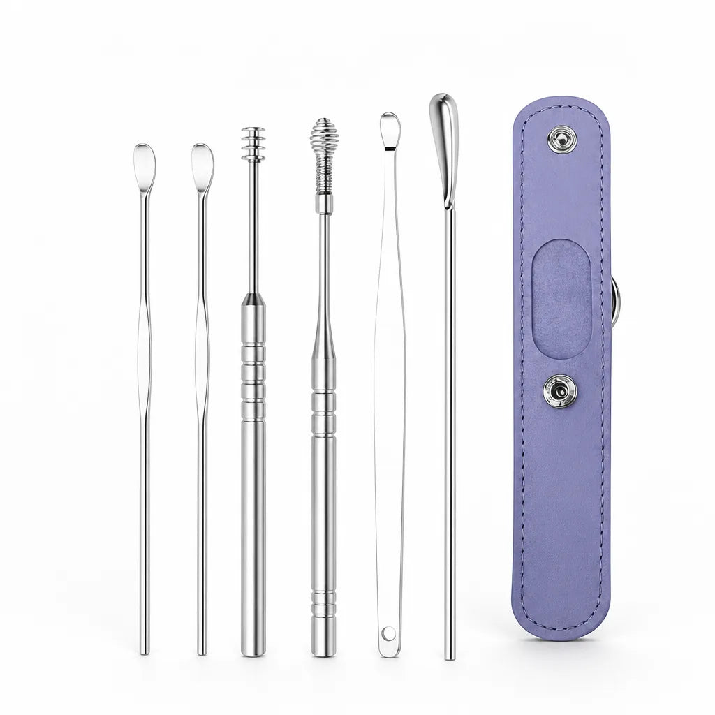 Ear Cleaning Kit Stainless Steel Scoop & Spiral Tips