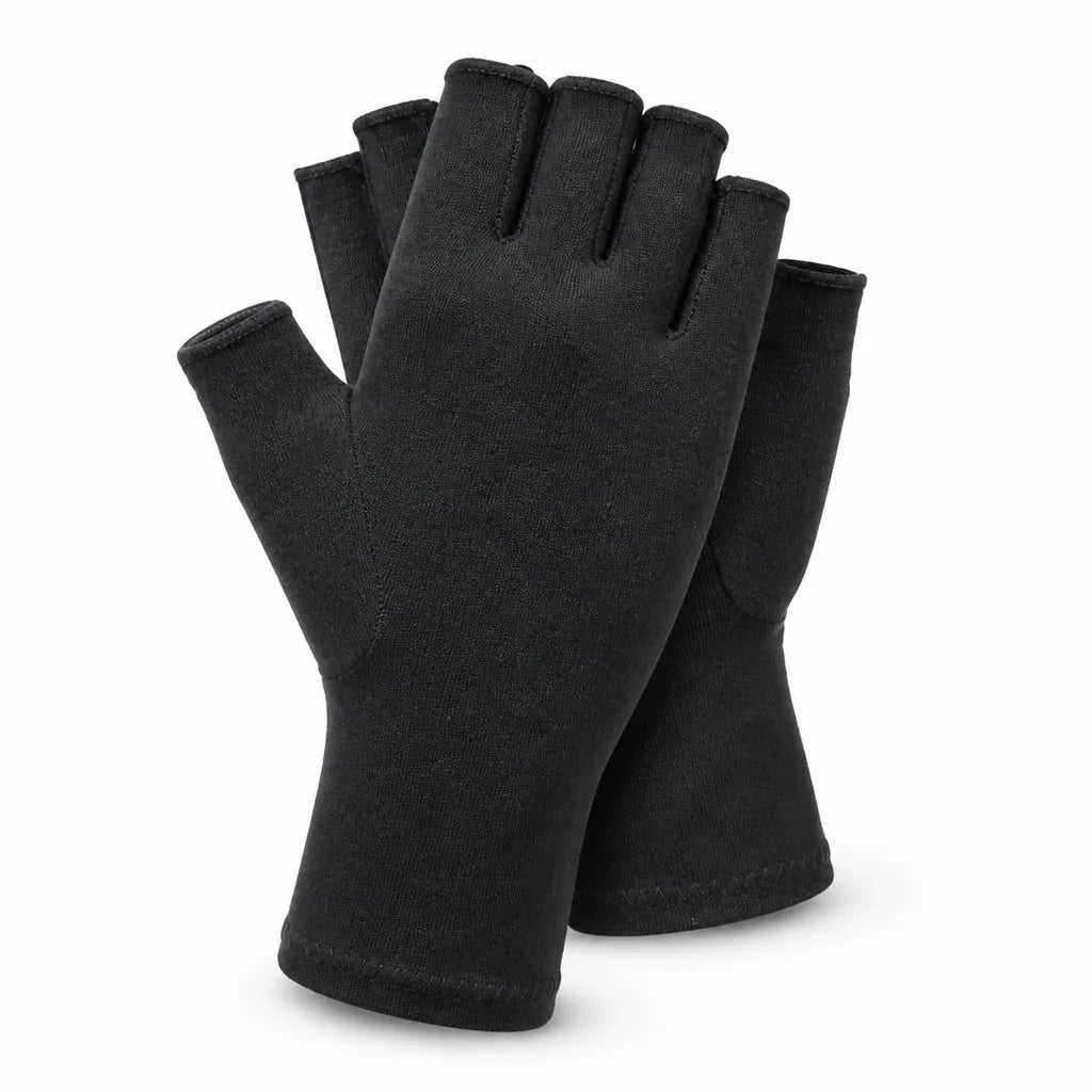 Compression Gloves Open-Finger Cotton-Blend