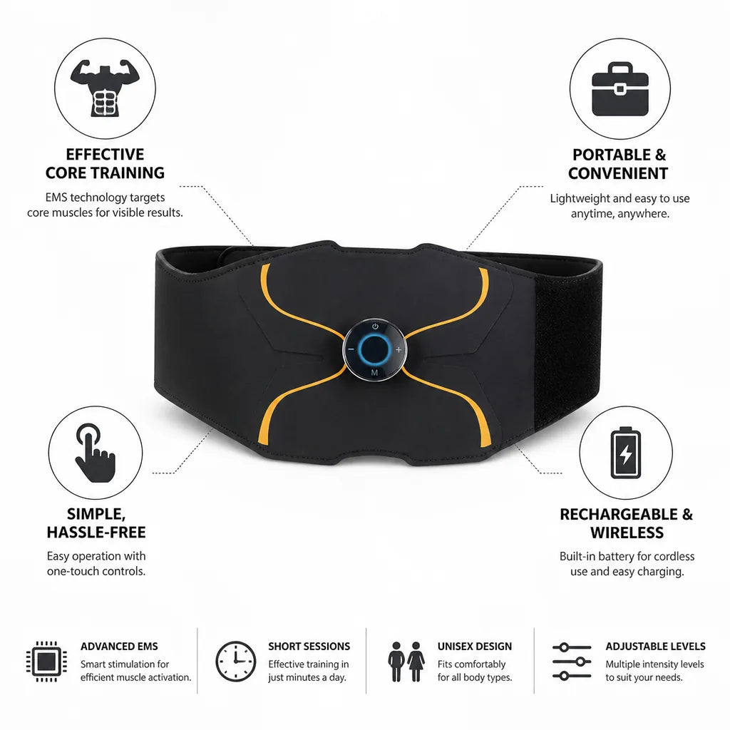 Ab Trainer Wireless EMS Rechargeable & Portable