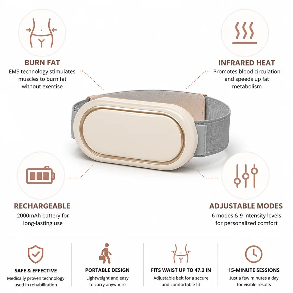 Abdominal Massager EMS & Infrared Heat Adjustable Belt