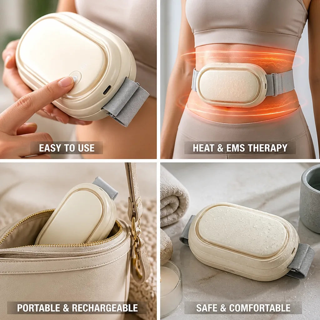 Abdominal Massager Heat & EMS Rechargeable Travel Size