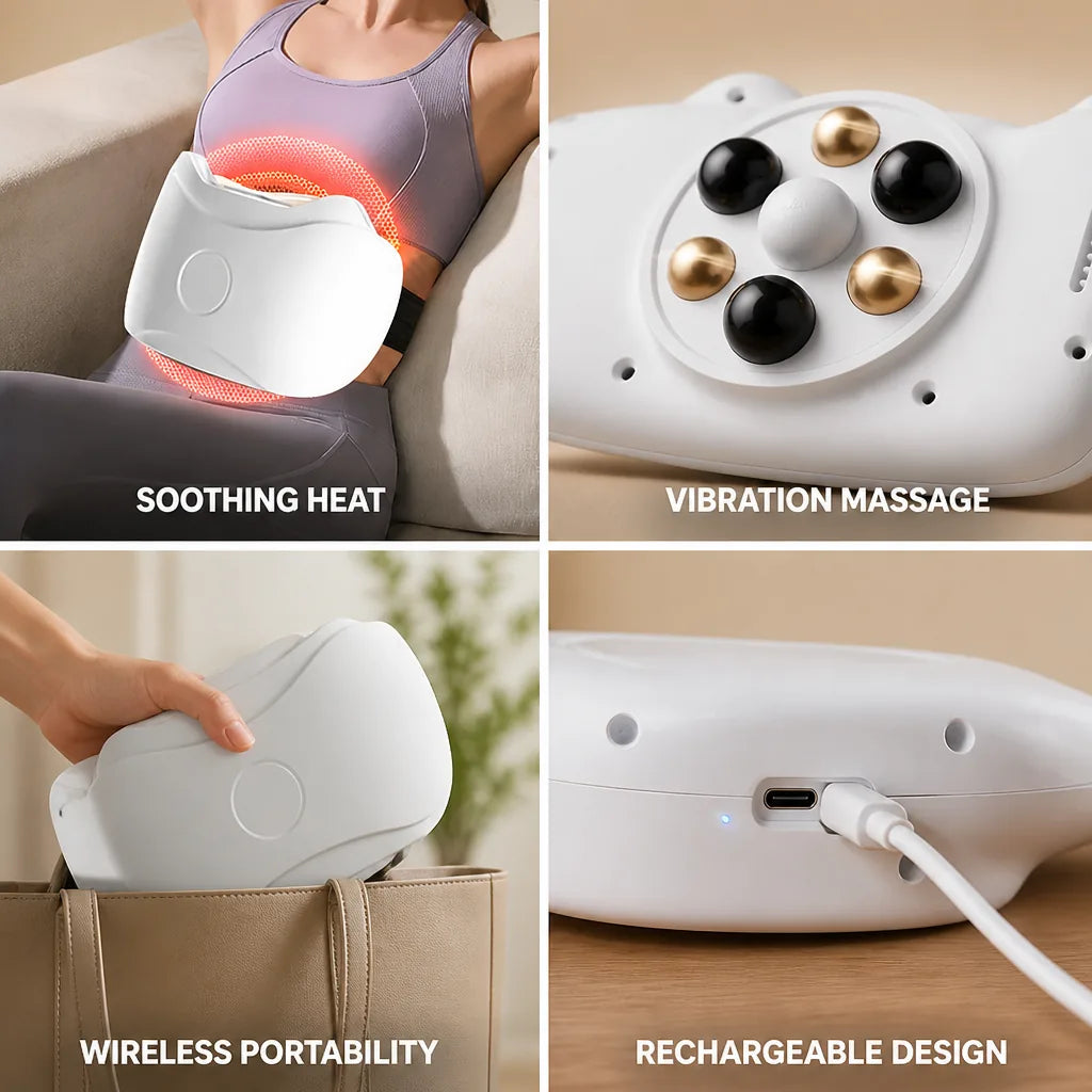Abdominal Massager Heat & Vibration Wireless Rechargeable