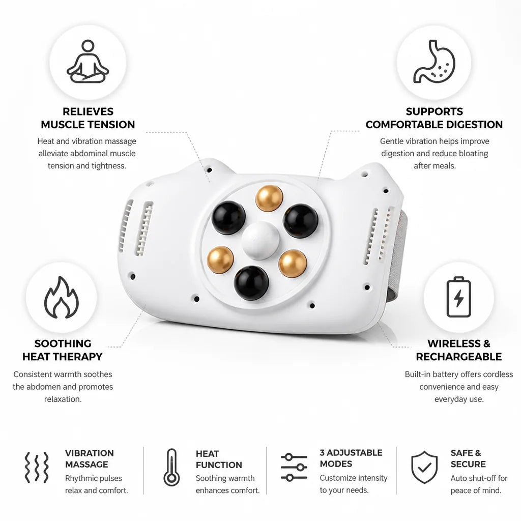 Abdominal Massager Heat & Vibration Wireless Rechargeable