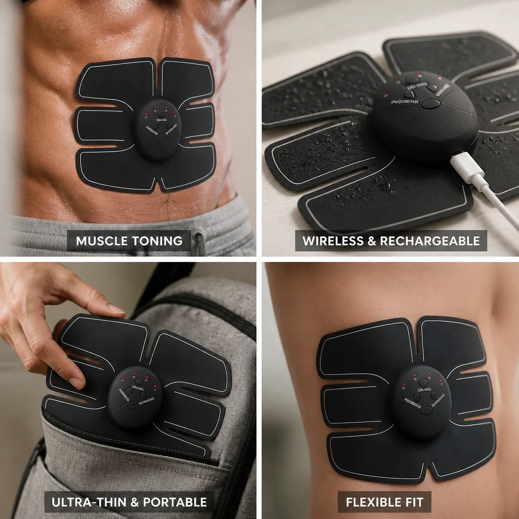 Abdominal Muscle Stimulator Ultra-Thin Wireless & Rechargeable