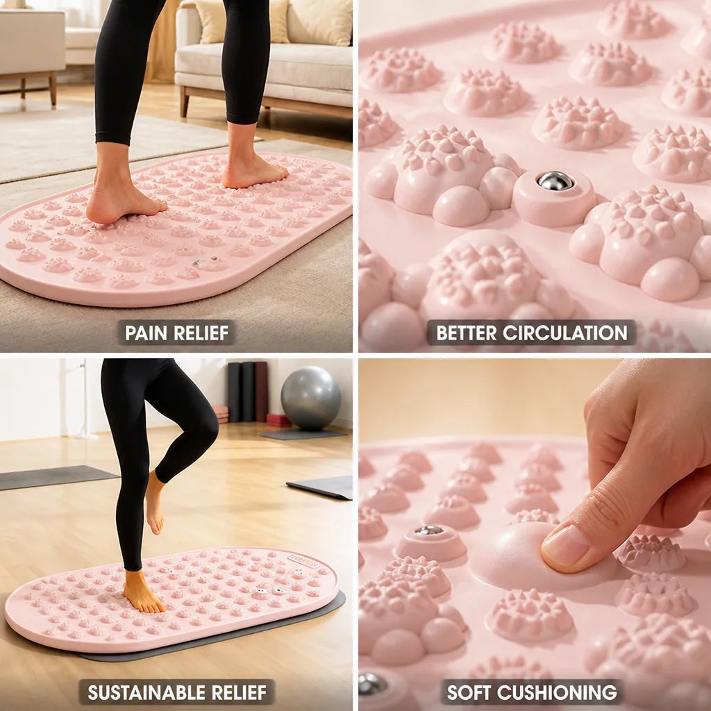 Acupressure Foot Mat Silicone Cushioning & Dual-Action Magnetic Nodes