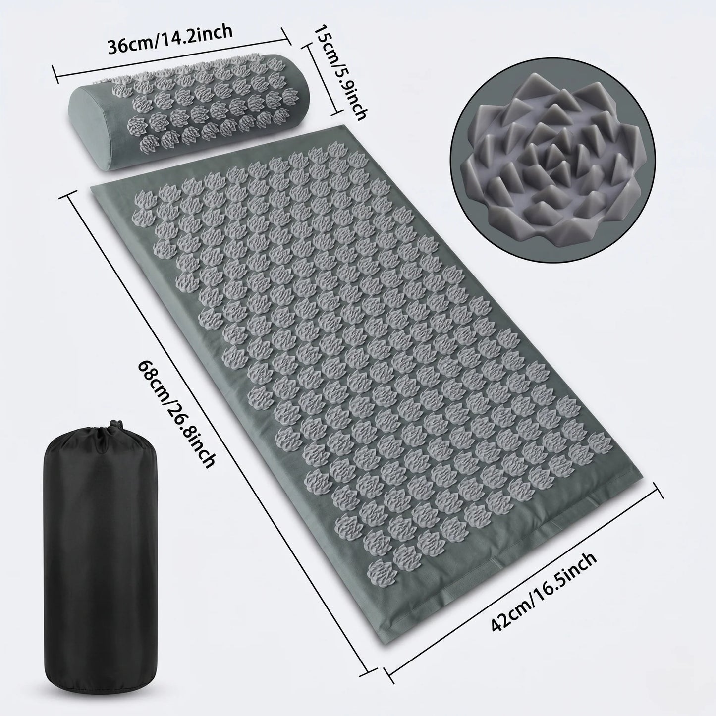 Acupressure Mat & Pillow Set Deep-Tissue Spike Massage