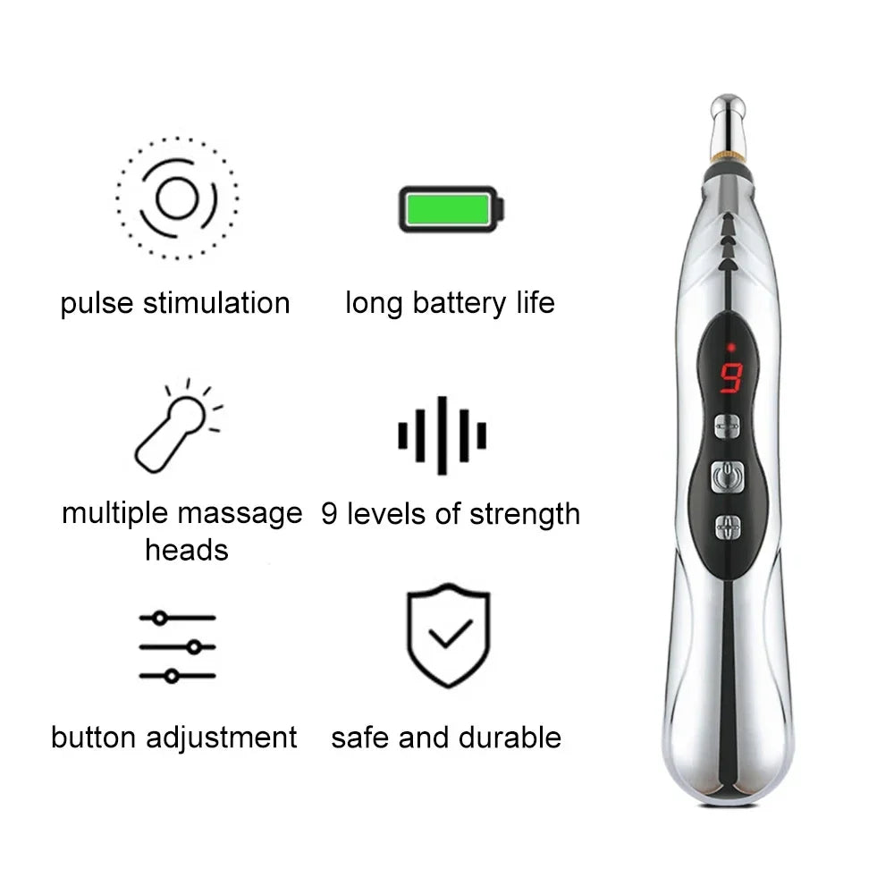 Acupuncture Pen Needle-Free Microcurrent 5 Interchangeable Heads USB-C Rechargeable