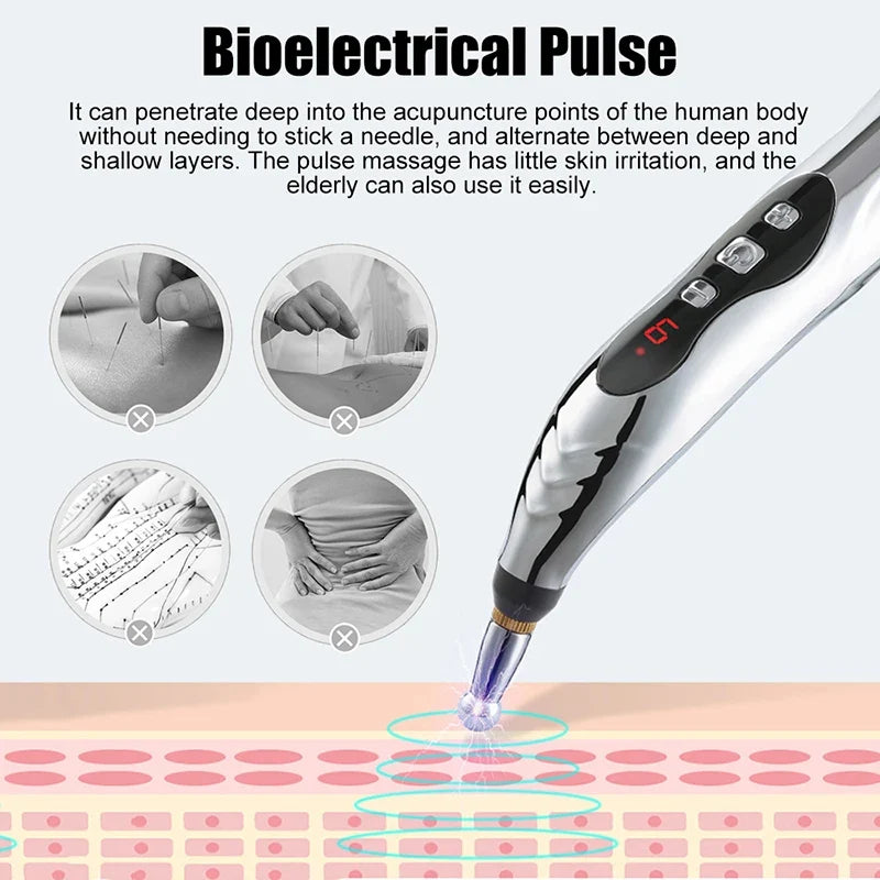 Acupuncture Pen Needle-Free Microcurrent 5 Interchangeable Heads USB-C Rechargeable