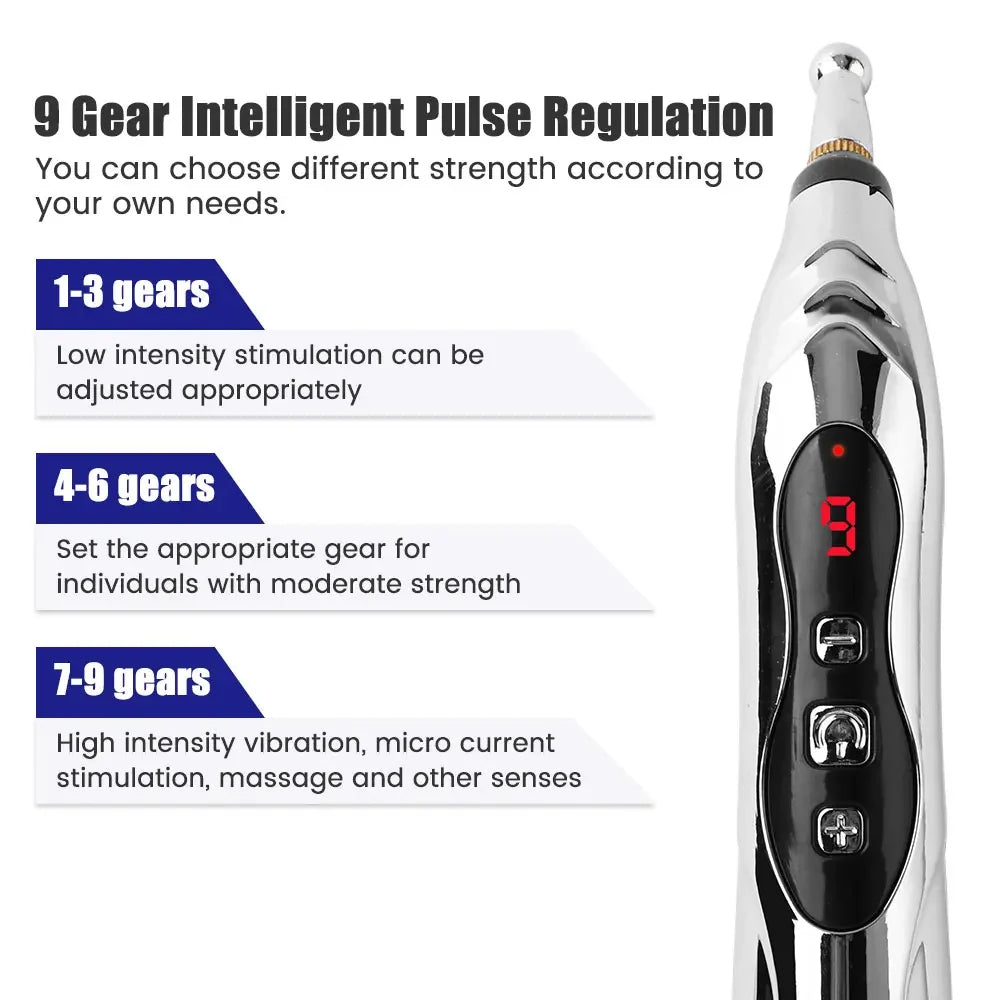 Acupuncture Pen Needle-Free Microcurrent 5 Interchangeable Heads USB-C Rechargeable