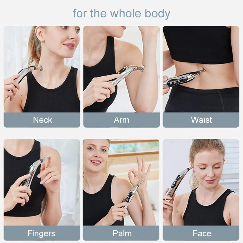 Acupuncture Pen Needle-Free Microcurrent 5 Interchangeable Heads USB-C Rechargeable