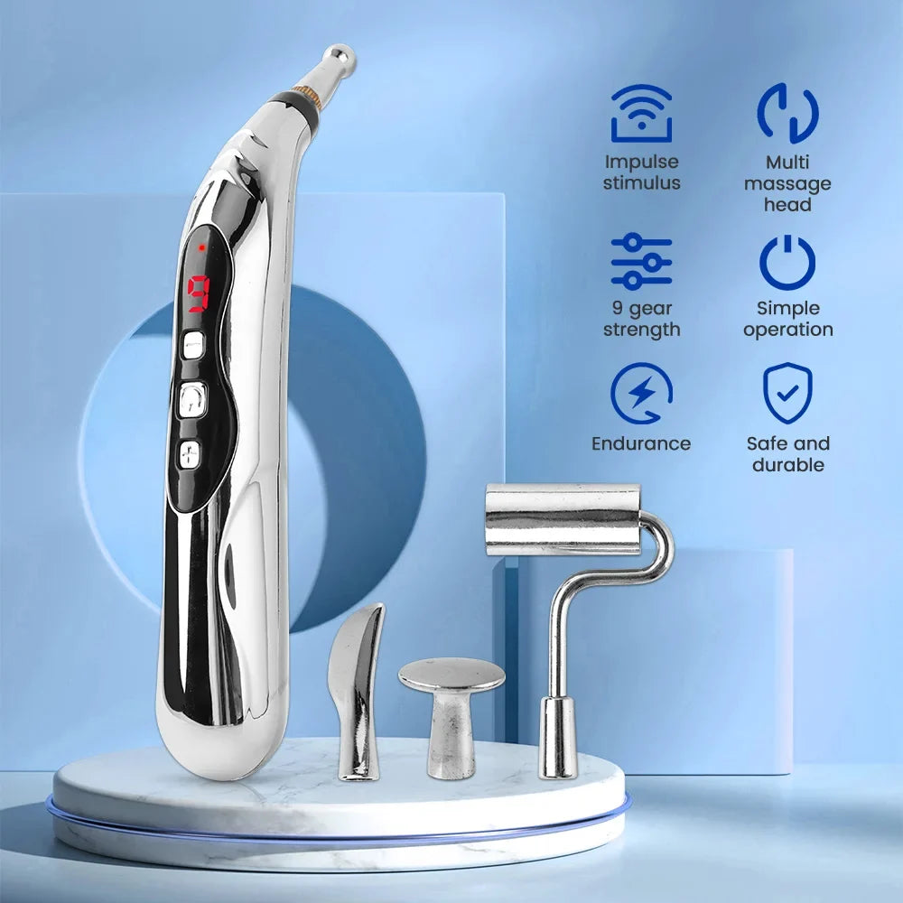 Acupuncture Pen Needle-Free Microcurrent 5 Interchangeable Heads USB-C Rechargeable