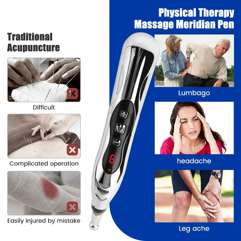Acupuncture Pen Needle-Free Microcurrent 5 Interchangeable Heads USB-C Rechargeable