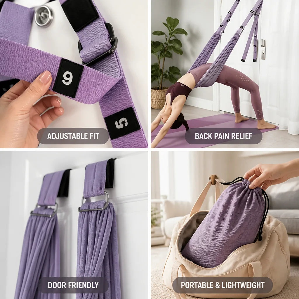Aerial Yoga Rope Polyester-Cotton 160cm Adjustable Back Pain Relief