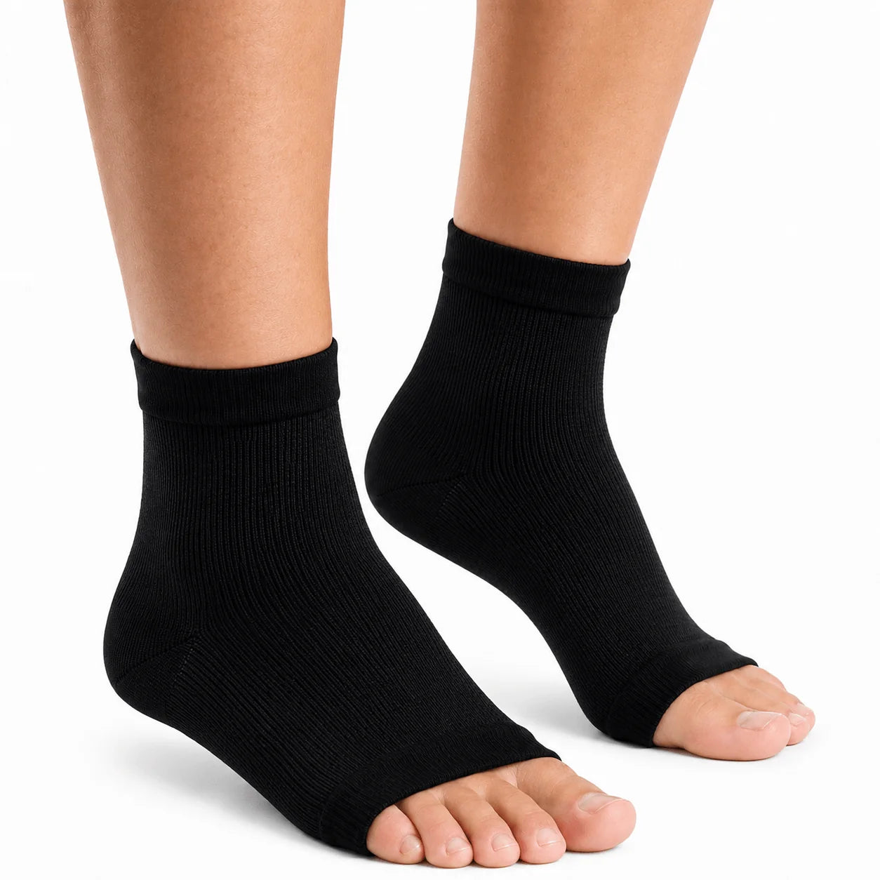 Ankle Compression Socks Open-Toe Breathable Stretch-Knit