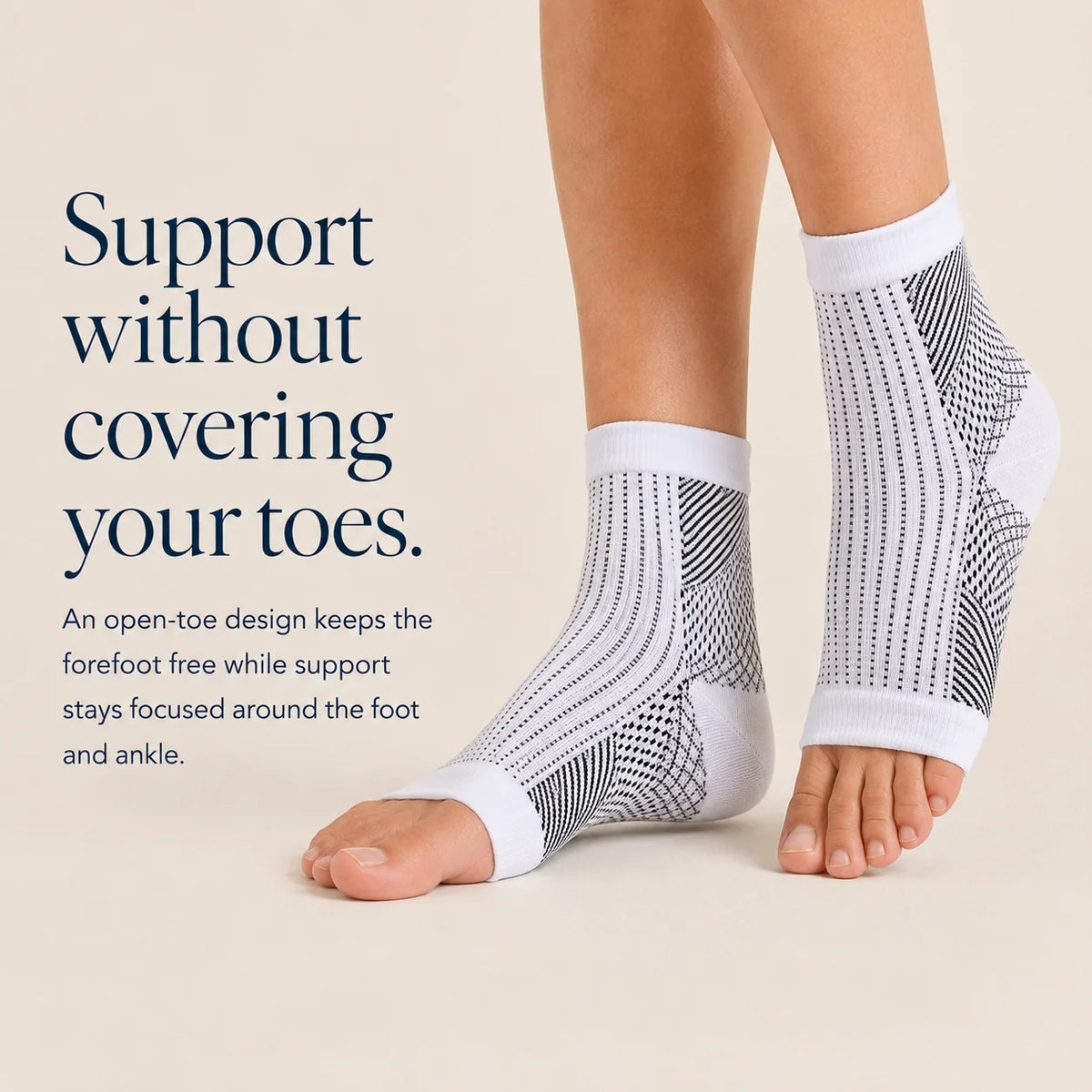 Ankle Compression Socks Open-Toe Breathable Stretch-Knit