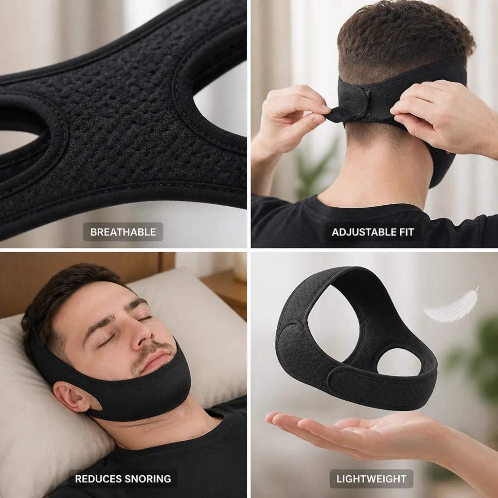 Anti-Snoring Chin Strap Adjustable Breathable & Discreet