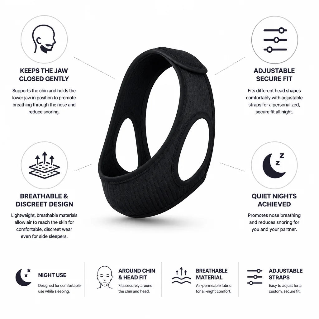 Anti-Snoring Chin Strap Adjustable Breathable & Discreet