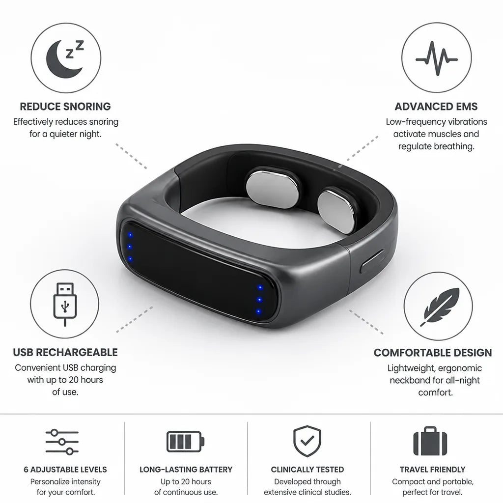 Anti-Snoring Neckband Low-Frequency Vibration USB Rechargeable