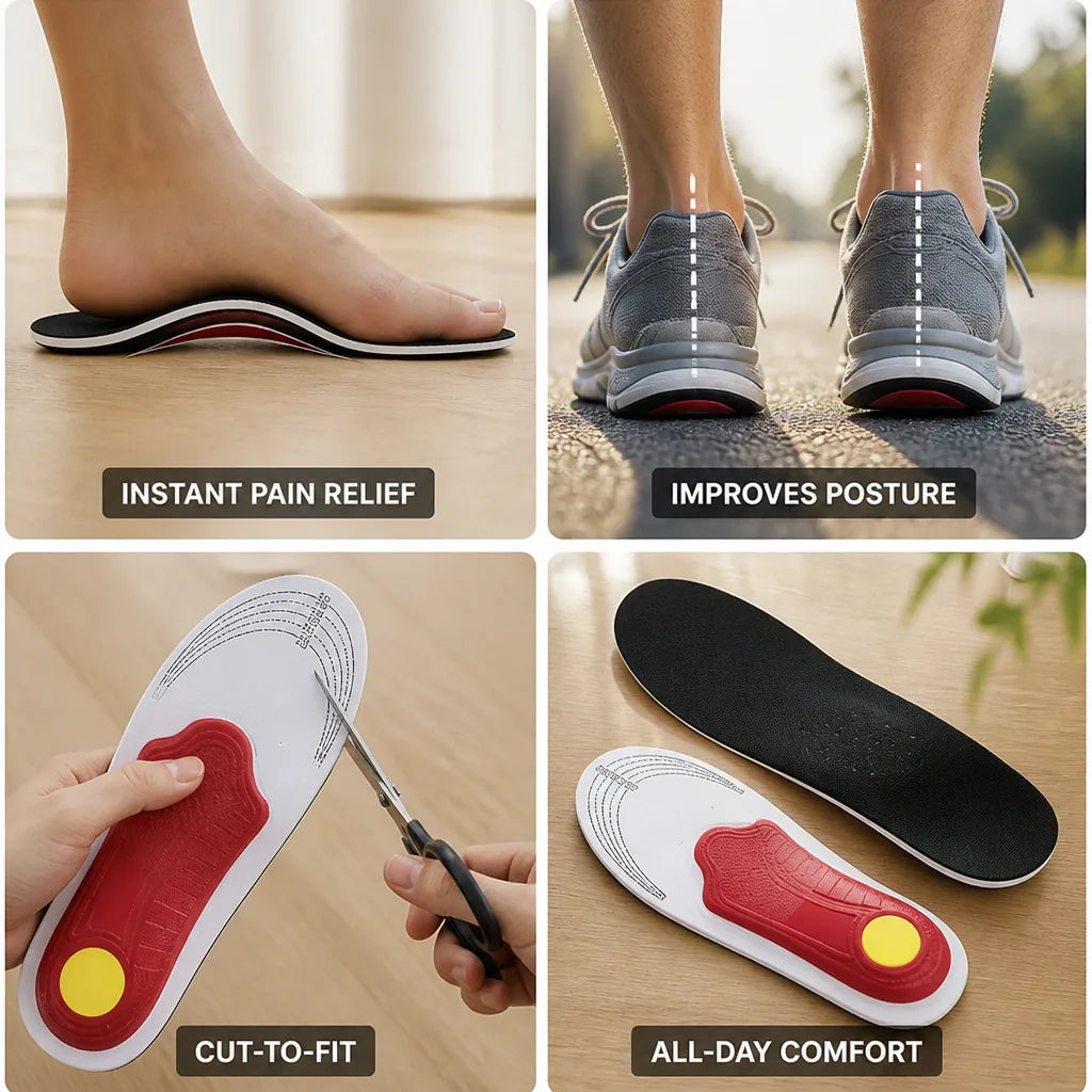 Arch Support Insoles Adjustable Cut-To-Fit & Posture-Correcting
