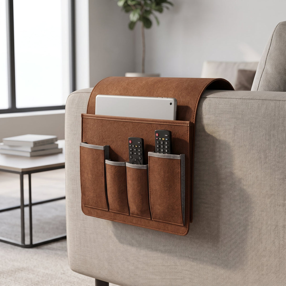 Armrest Organizer Felt 5 Pockets Tool-Free Installation
