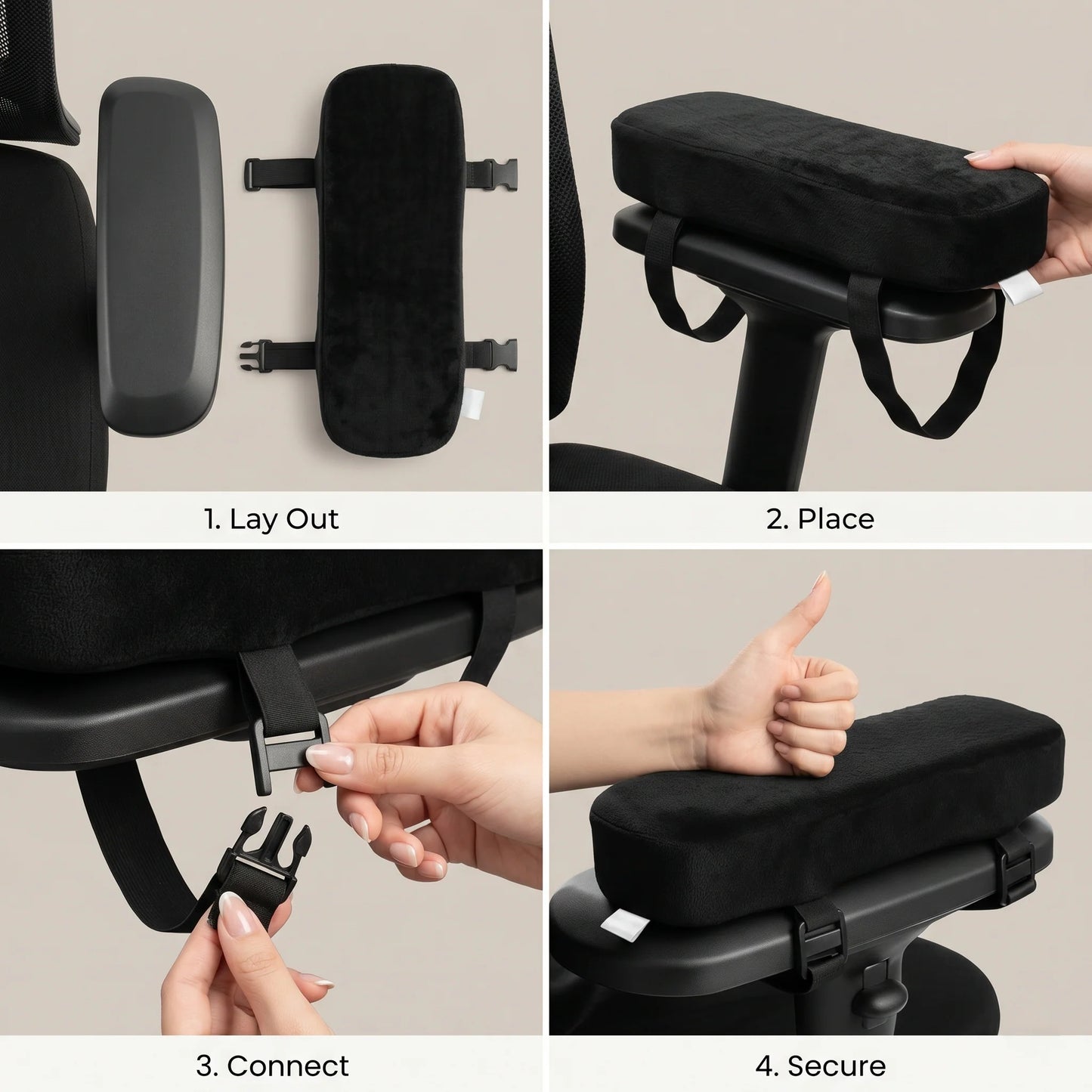 Armrest Pads Memory Foam Non-Slip Set of 2