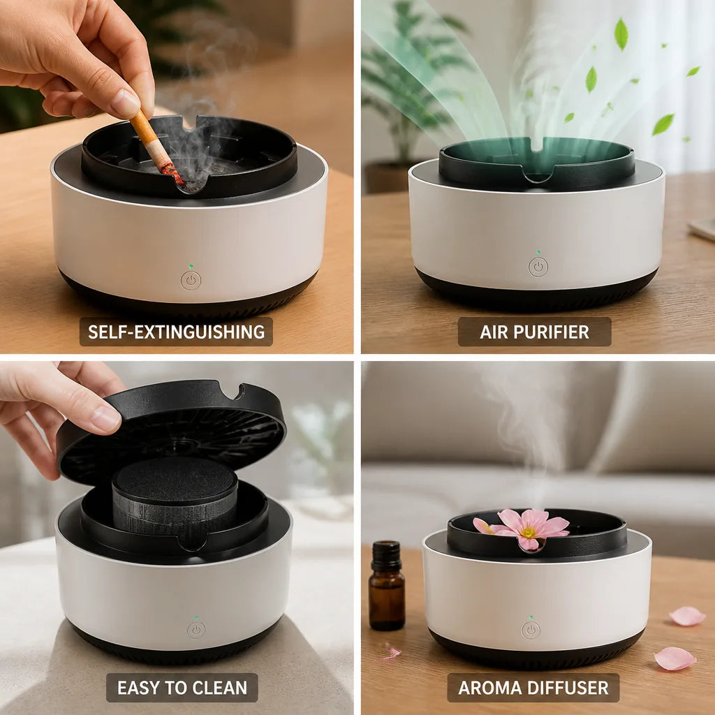 Ashtray Self-Extinguishing Air Purifier & Aroma Diffuser