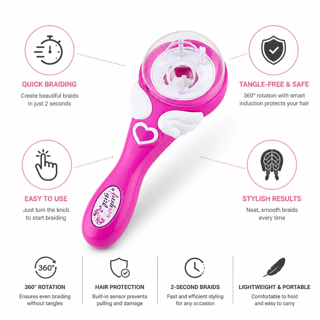 Automatic Hair Braider 360 Degree Tangle-Free Two-Second Braids