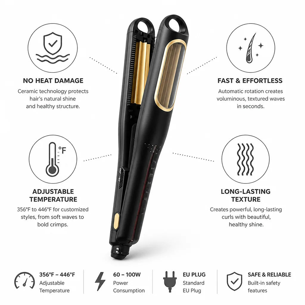 Automatic Hair Curler Auto-Rotating Ceramic Adjustable 180–230°C