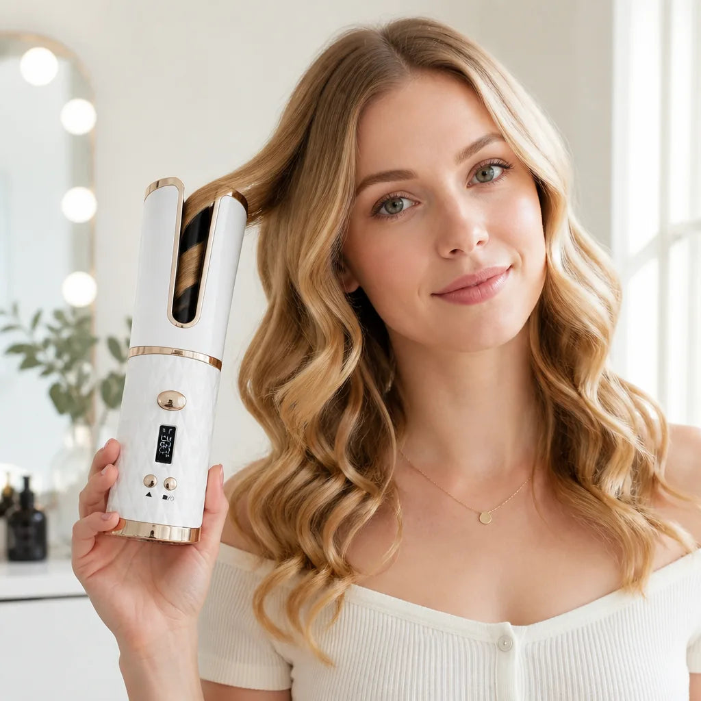 Automatic Hair Curler Cordless Bi-Directional Adjustable Temp