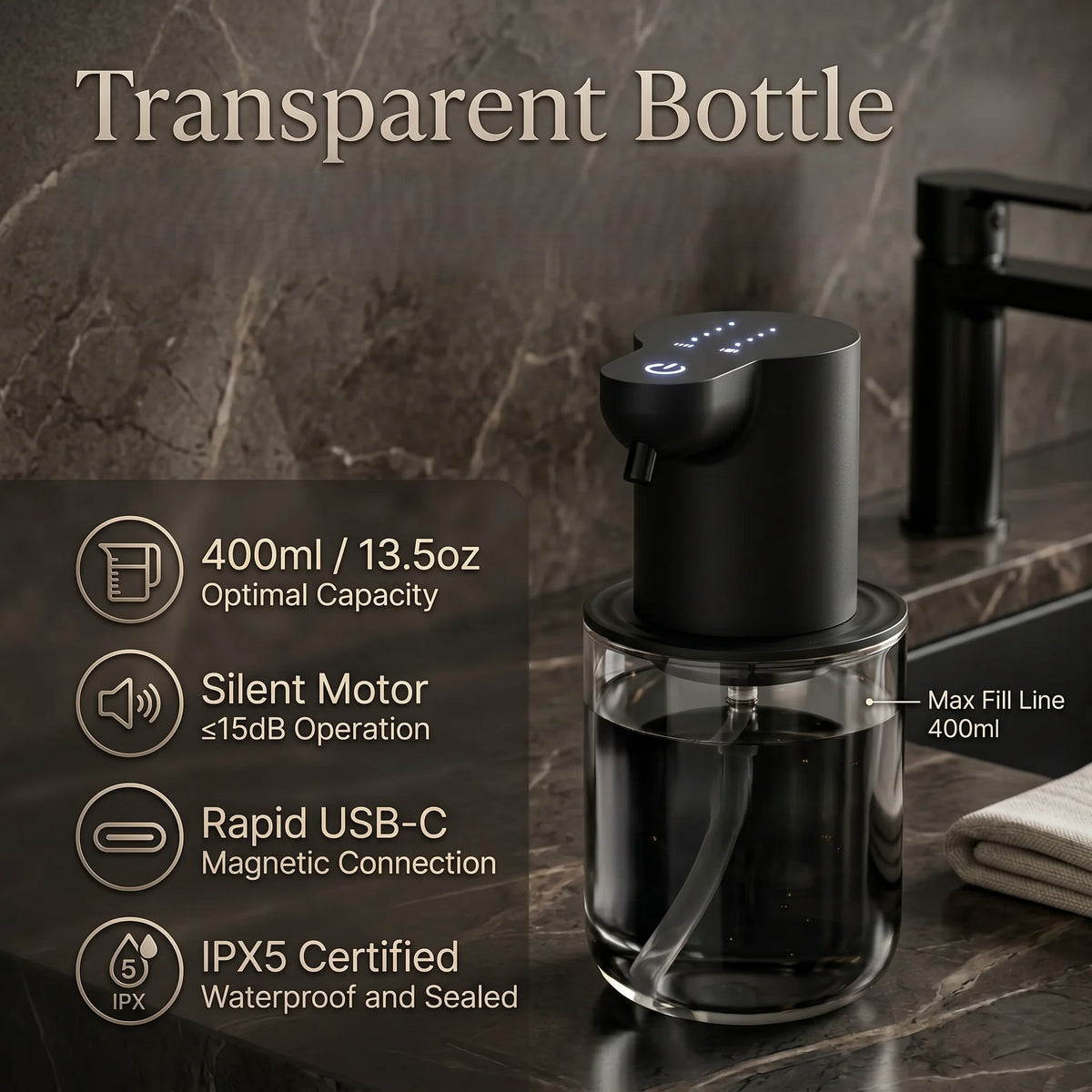 Automatic Soap Dispenser Touchless Rechargeable Foam & Droplet