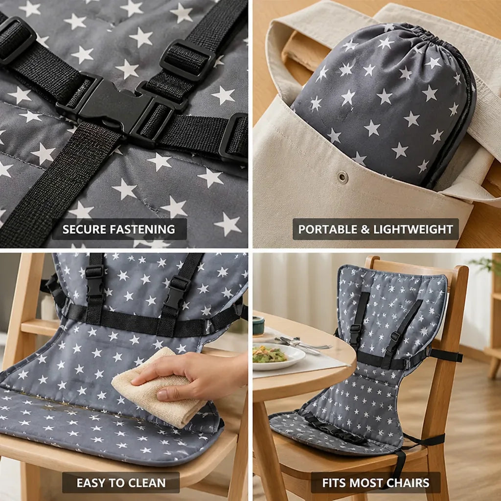 Baby Dining Chair Harness Secure Fastening Portable & Lightweight