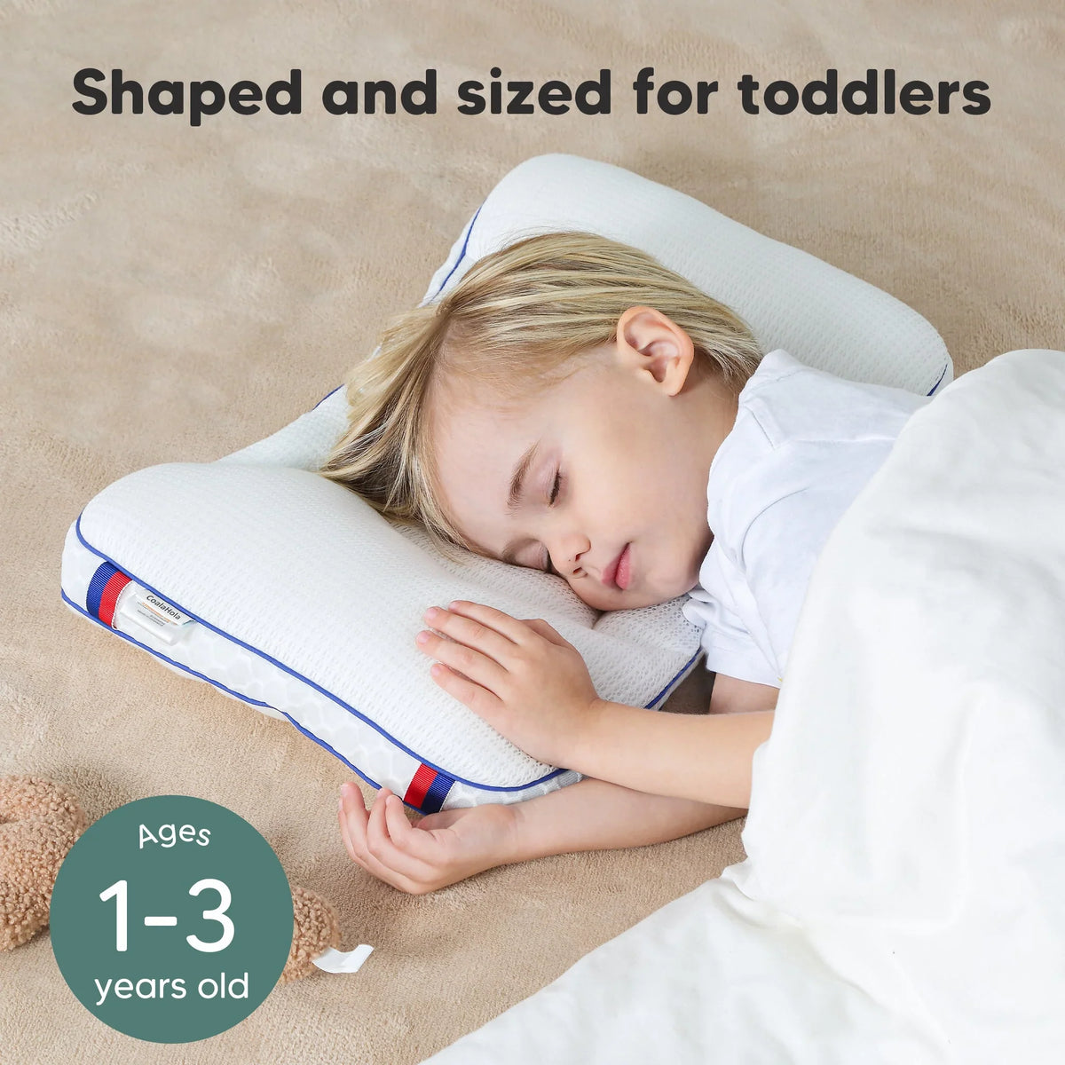 Baby Head Support Pillow Ergonomic Contour Breathable Cotton Cover