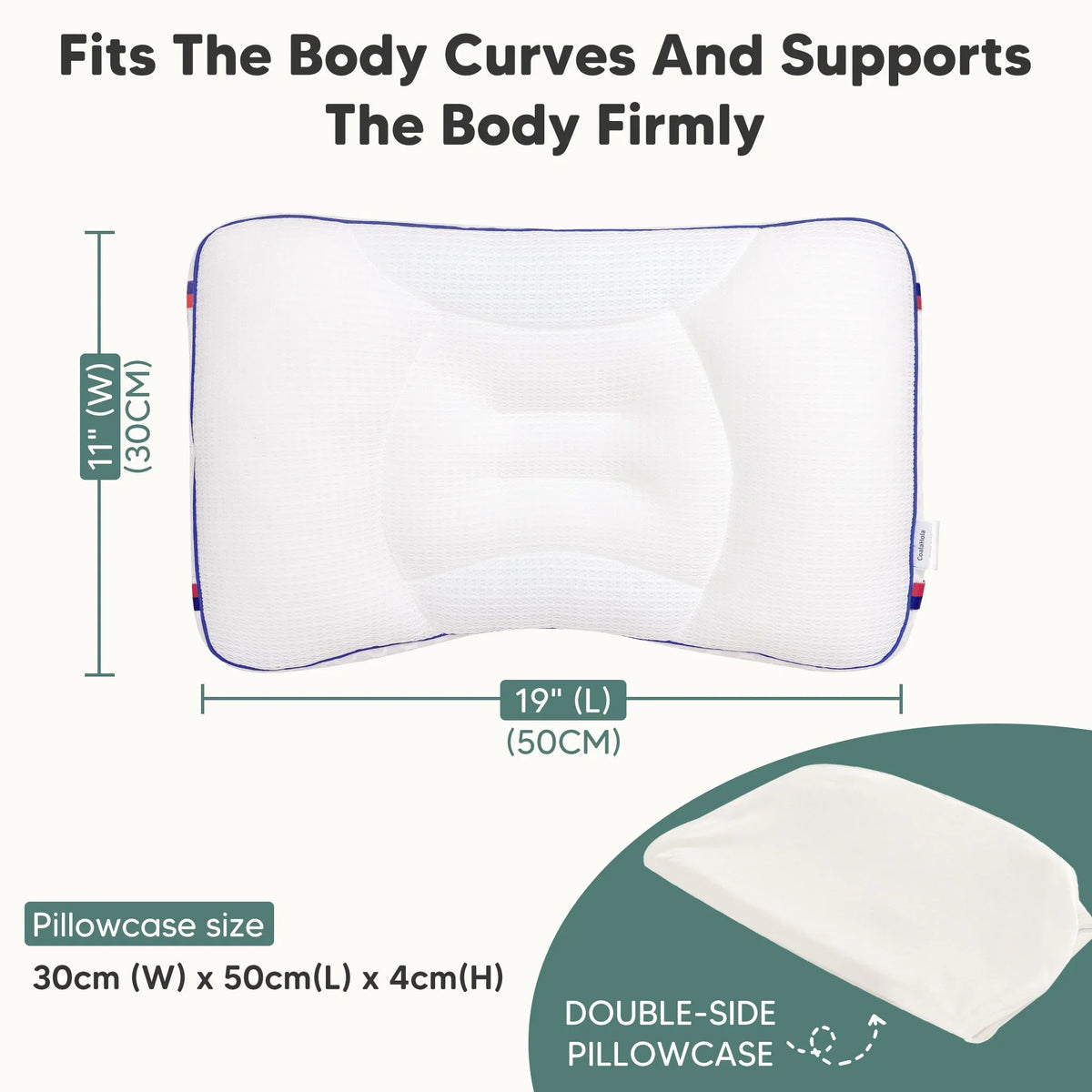 Baby Head Support Pillow Ergonomic Contour Breathable Cotton Cover