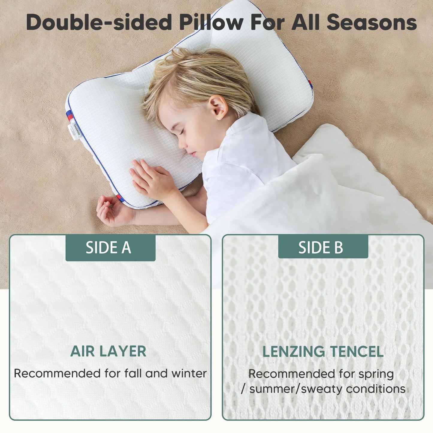 Baby Head Support Pillow Ergonomic Contour Breathable Cotton Cover