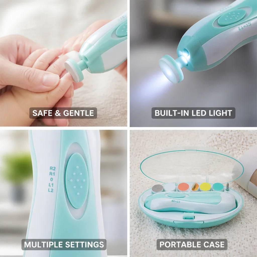 Baby Nail Trimmer Whisper-Quiet LED Light 6 In 1