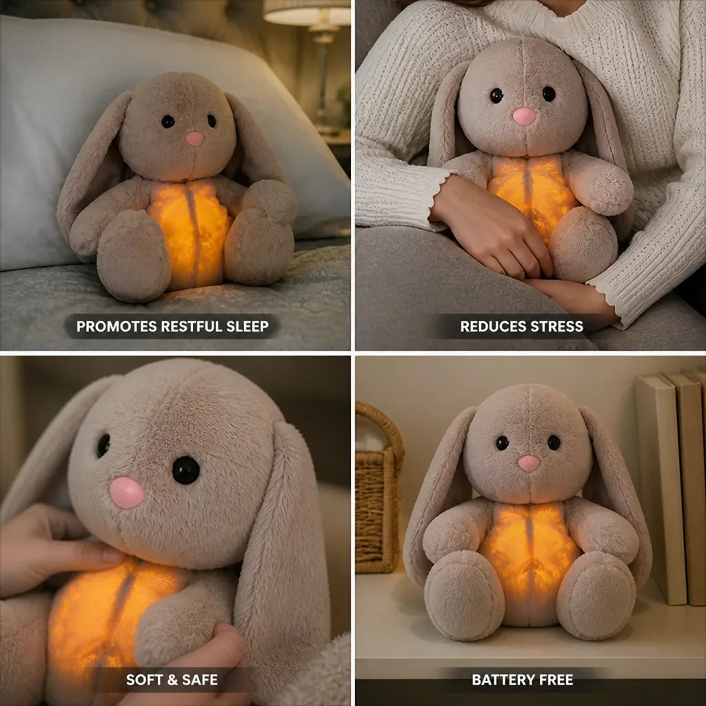 Baby Plush Bunny Breathing Night Light Battery Free