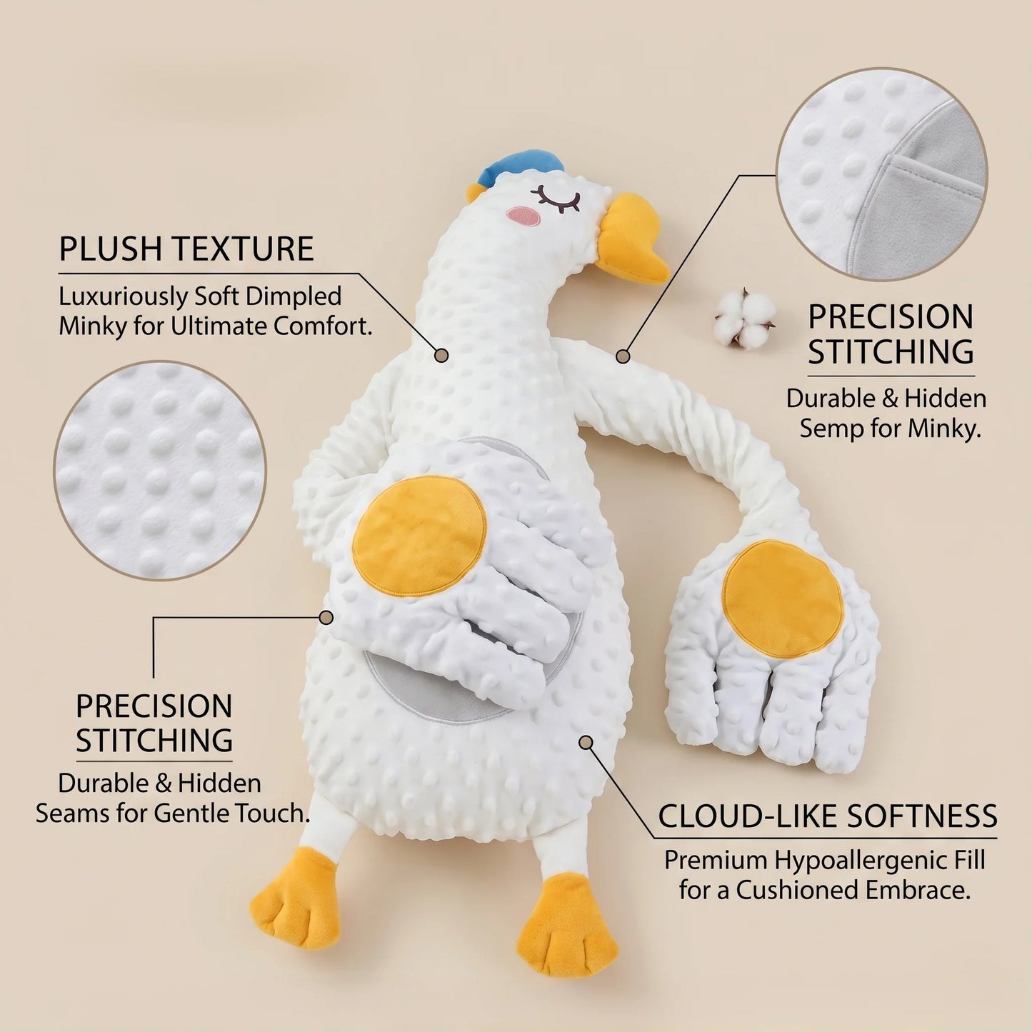 Baby Support Pillow U-Shaped Plush Removable Cotton Cover