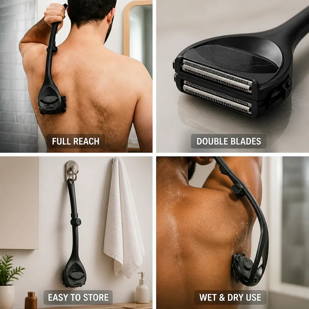 Back & Body Shaver Long Handle Double Blades