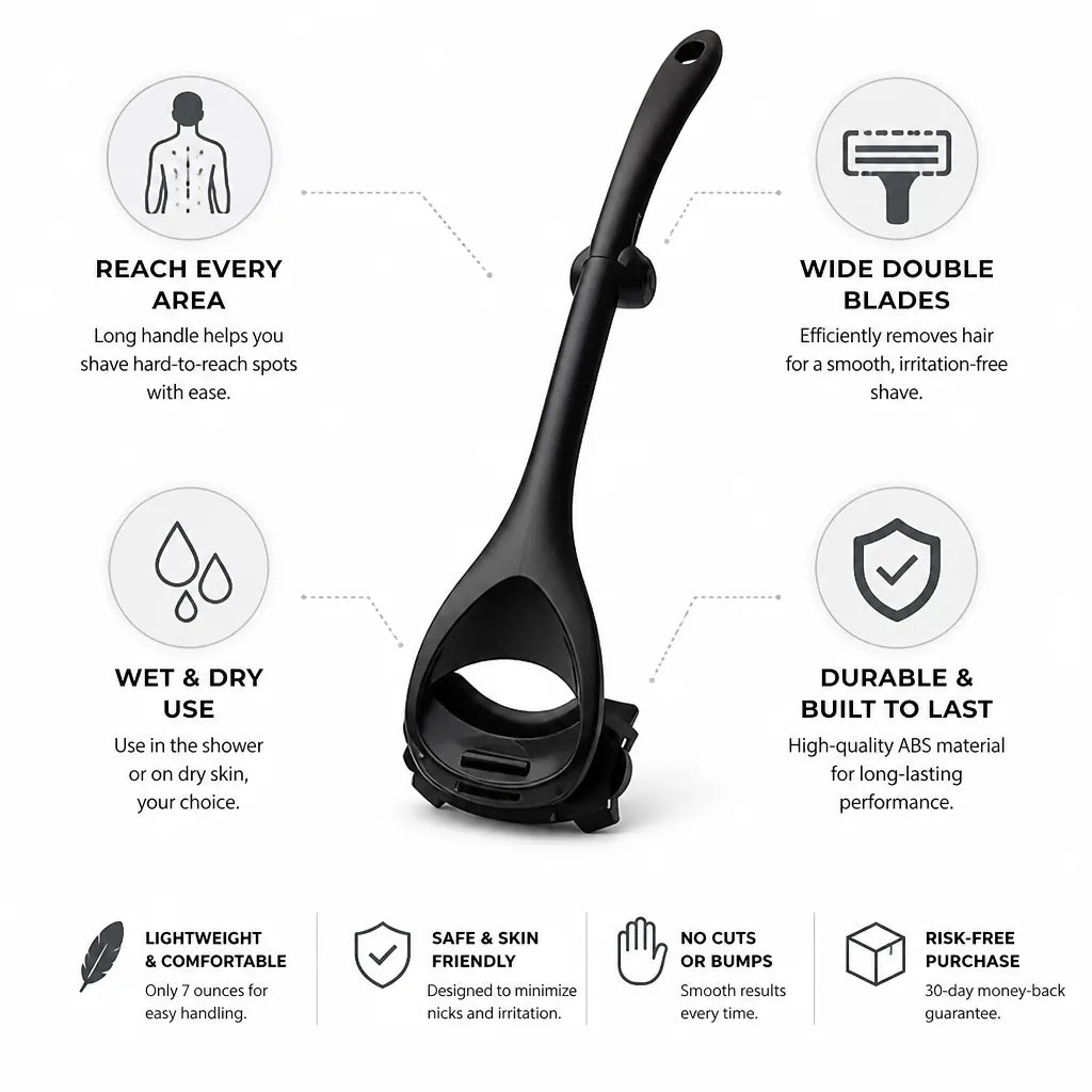 Back & Body Shaver Long Handle Double Blades