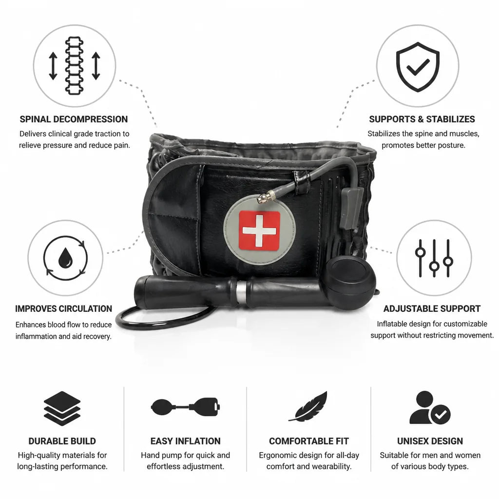 Back Decompression Belt Inflatable Traction & Adjustable Support