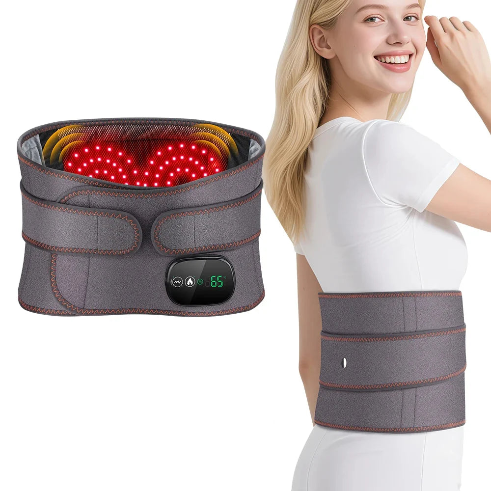 Back Massager Belt Heat & Vibration Red Light Cordless Rechargeable