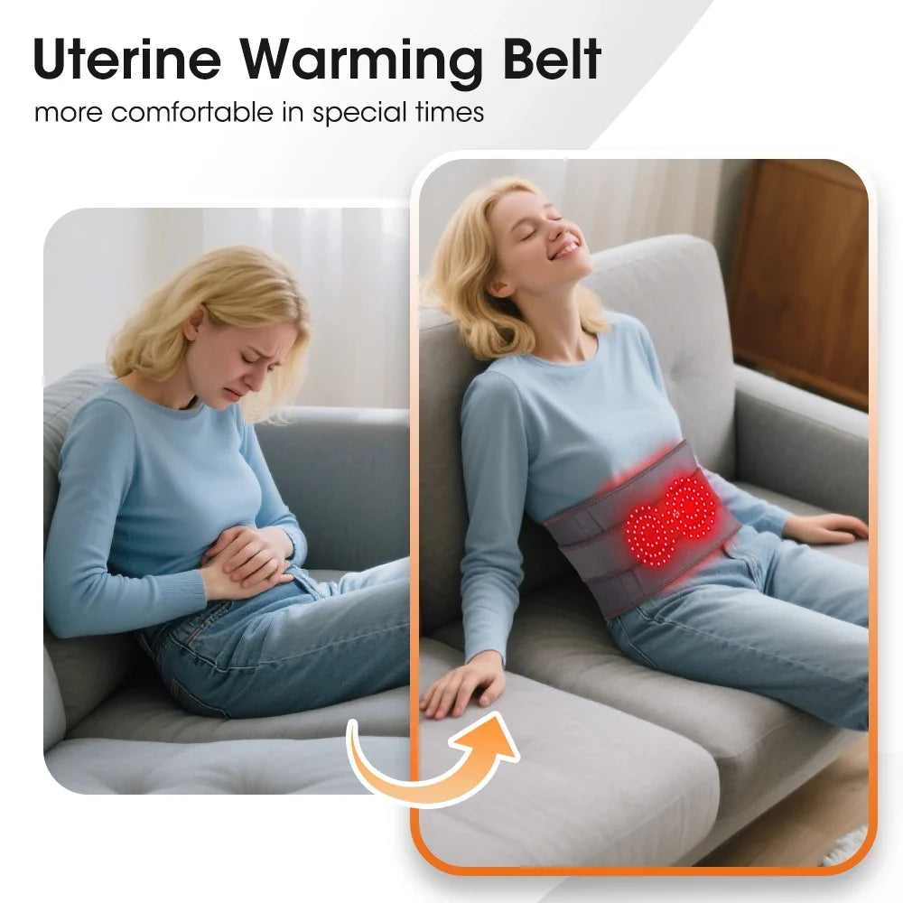 Back Massager Belt Heat & Vibration Red Light Cordless Rechargeable