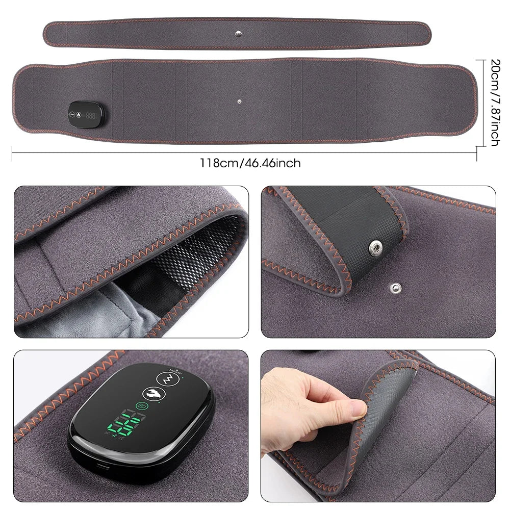 Back Massager Belt Heat & Vibration Red Light Cordless Rechargeable